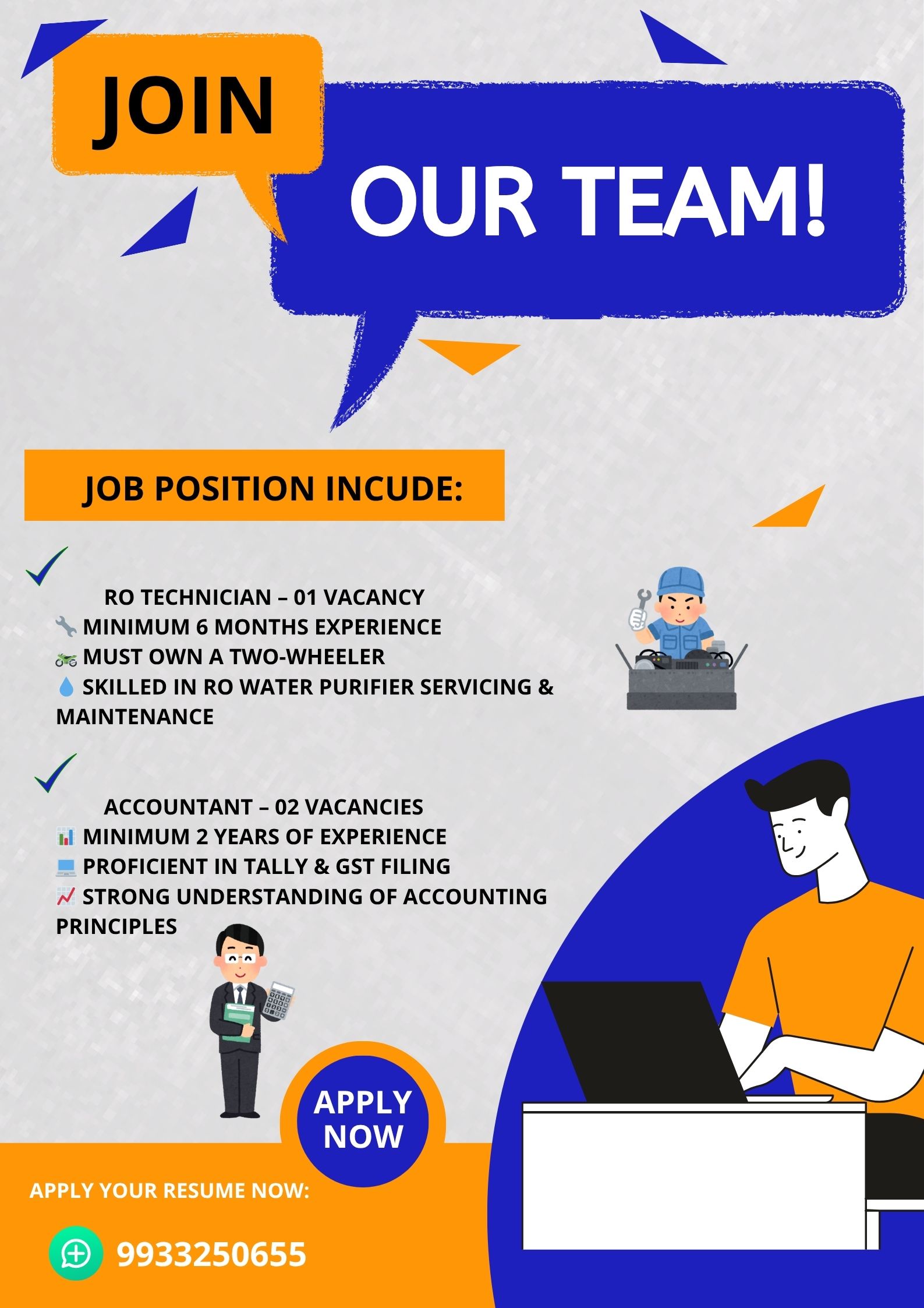 RO Technician and Accountant for Immediate Hiring