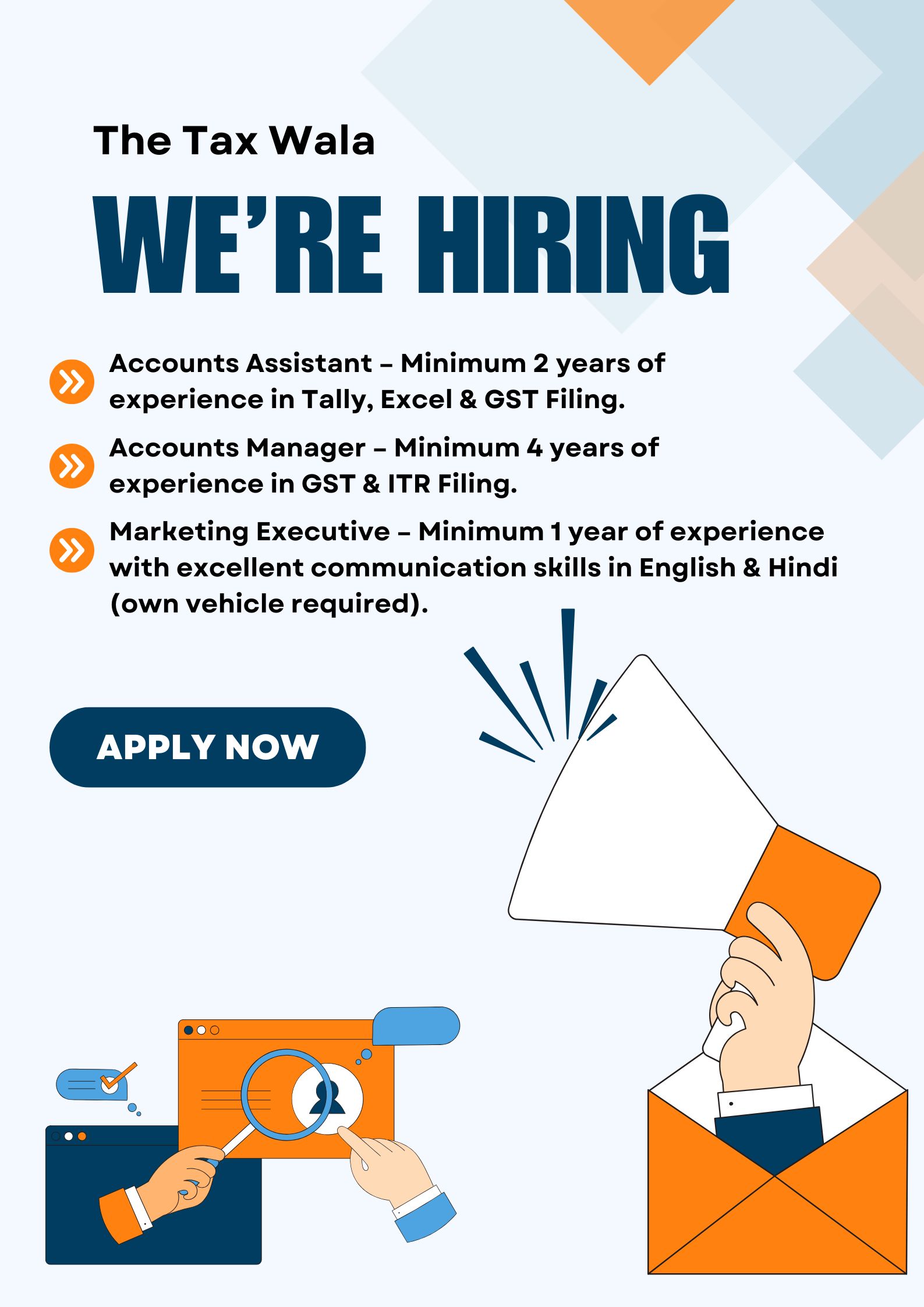 We’re Hiring at The Tax Wala – A Unit of A One Consultants!