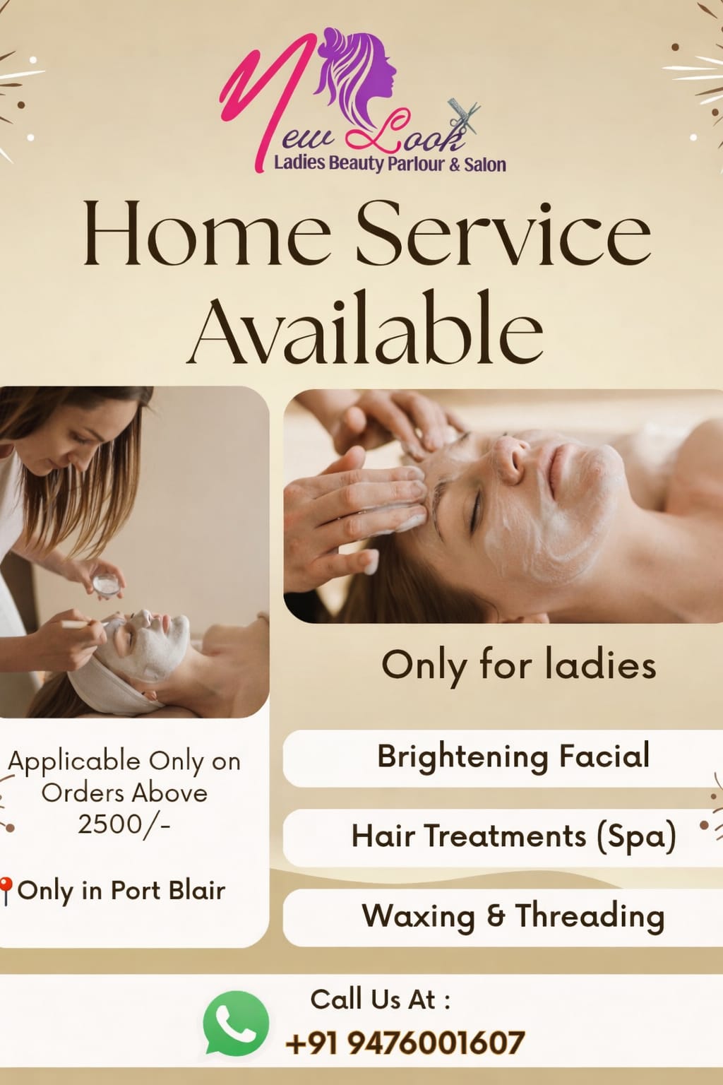 New Look Ladies Beauty Parlour & Salon – Home Service in Port Blair