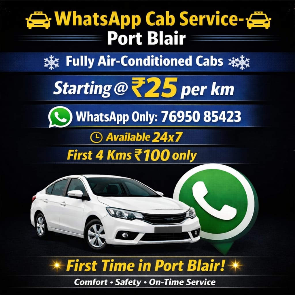 WhatsApp Cab Service in Port Blair – 24×7 AC Taxi at ₹25/km