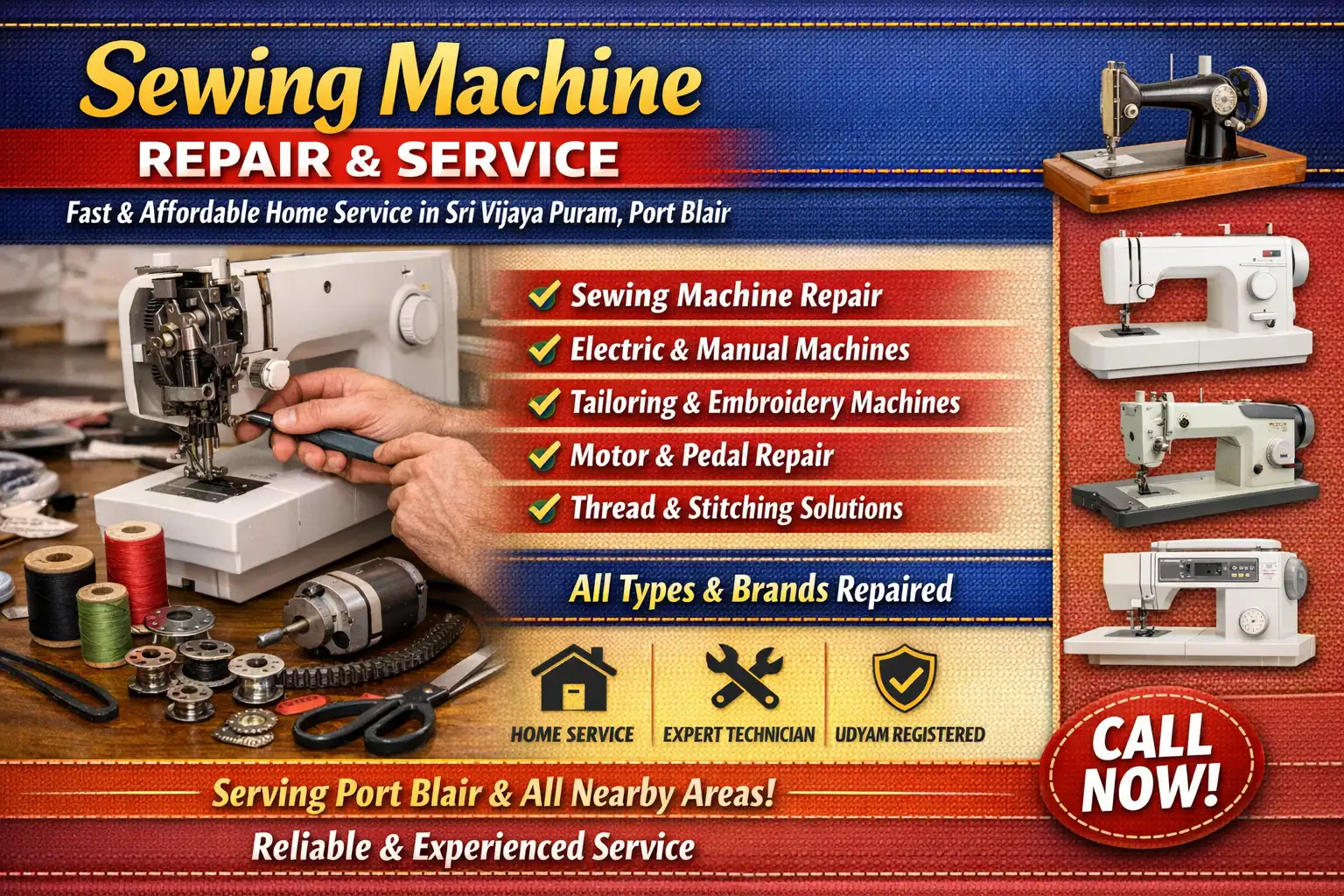 Sewing Machine Repair & Service in Sri Vijaya Puram