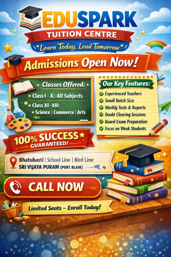 EDUSPARK Tuition Centre – Admissions Open Now in Sri Vijaya Puram