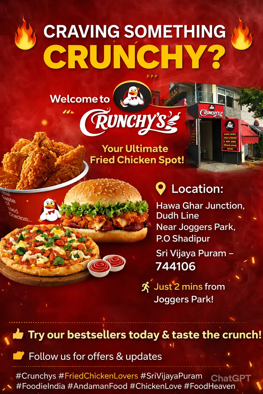 Crunchy’s – Best Fried Chicken Restaurant in Sri Vijaya Puram