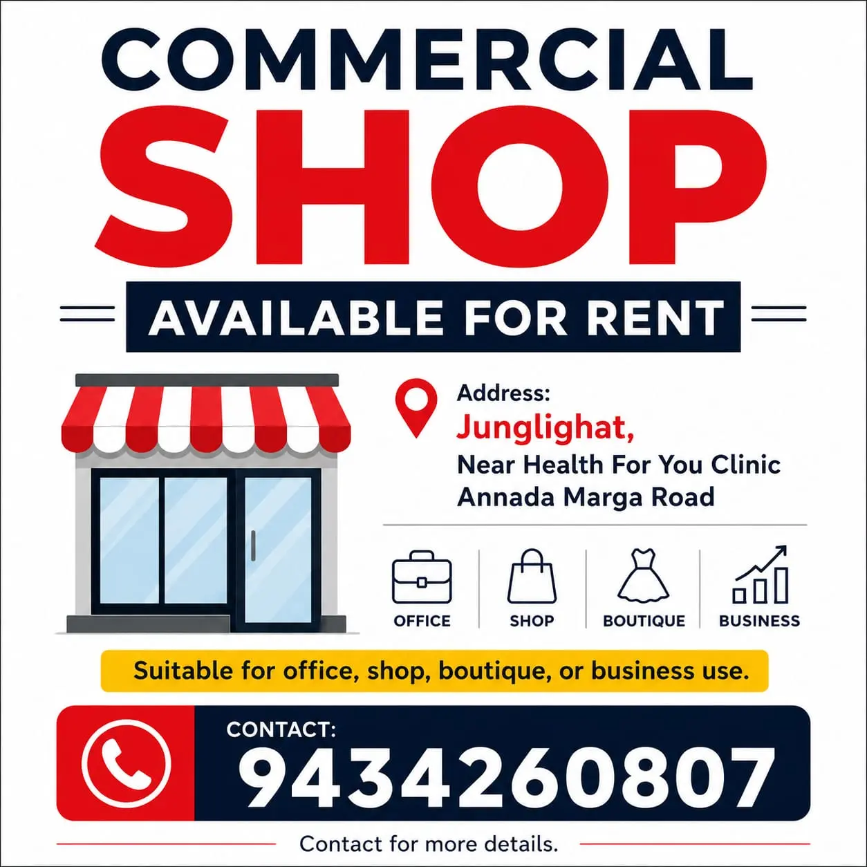 Commercial Shop Available for Rent in Junglighat, Port Blair
