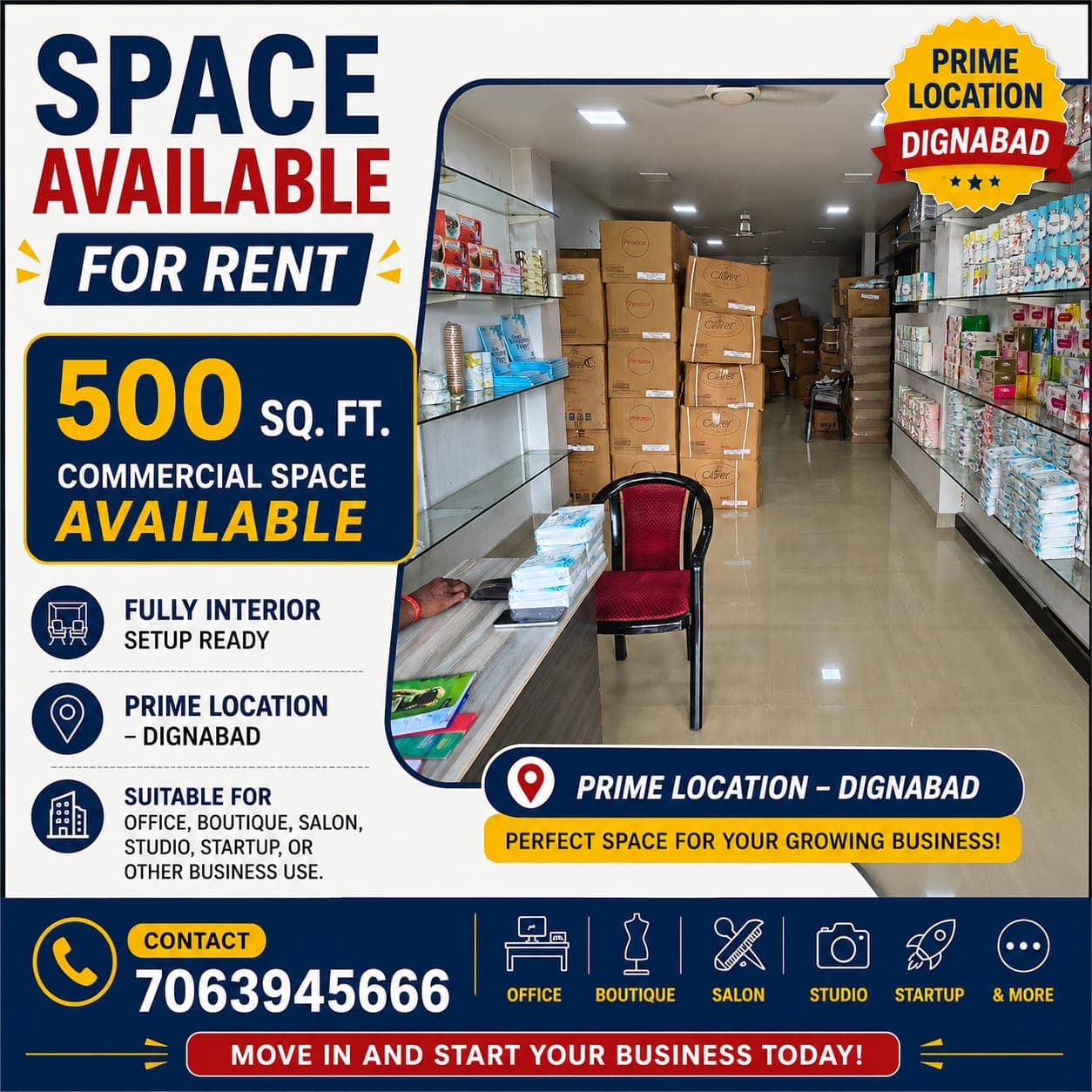 Premium Commercial Shop & Office Space for Rent in Dignabad, Port Blair
