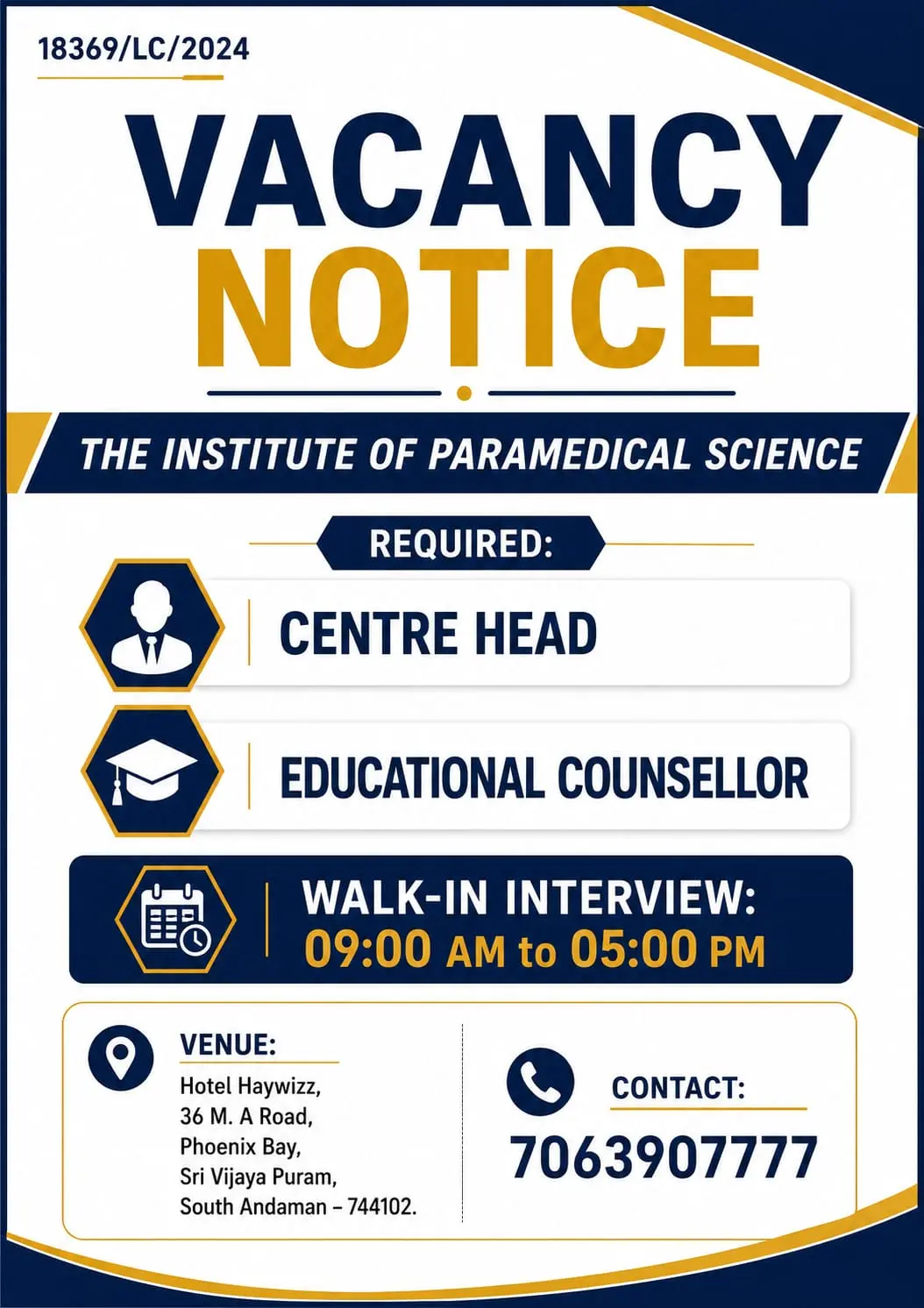 Vacancy Notice – Career Opportunities at The Institute of Paramedical Science
