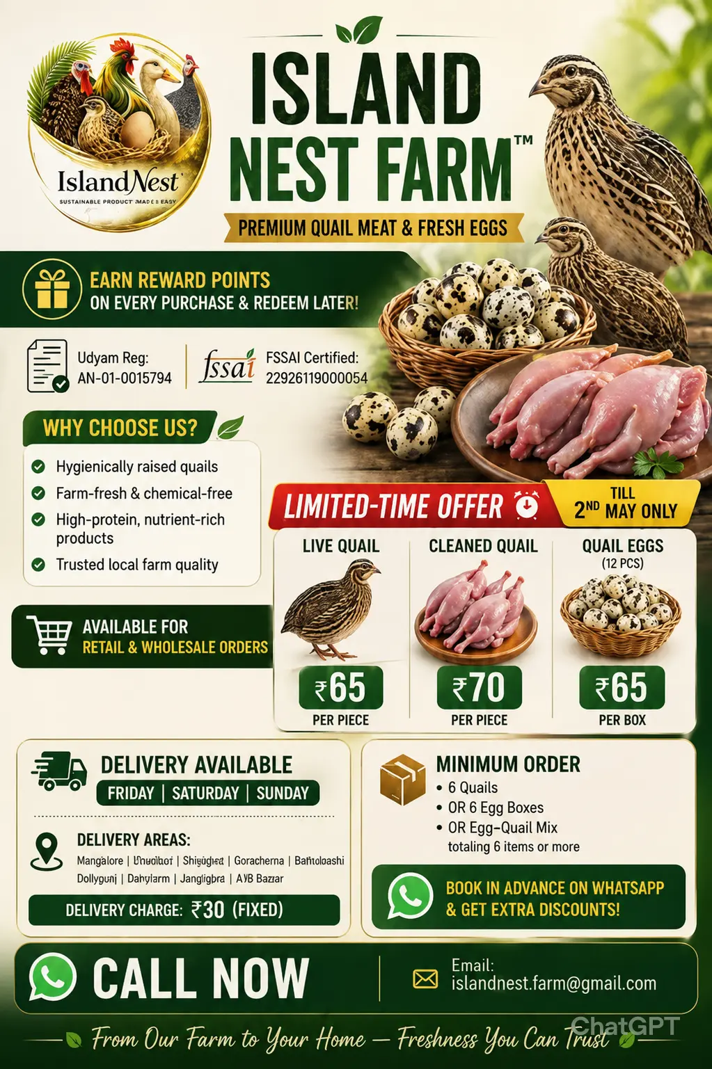 Island Nest Farm – Premium Fresh Quail Meat & Quail Eggs in Andaman