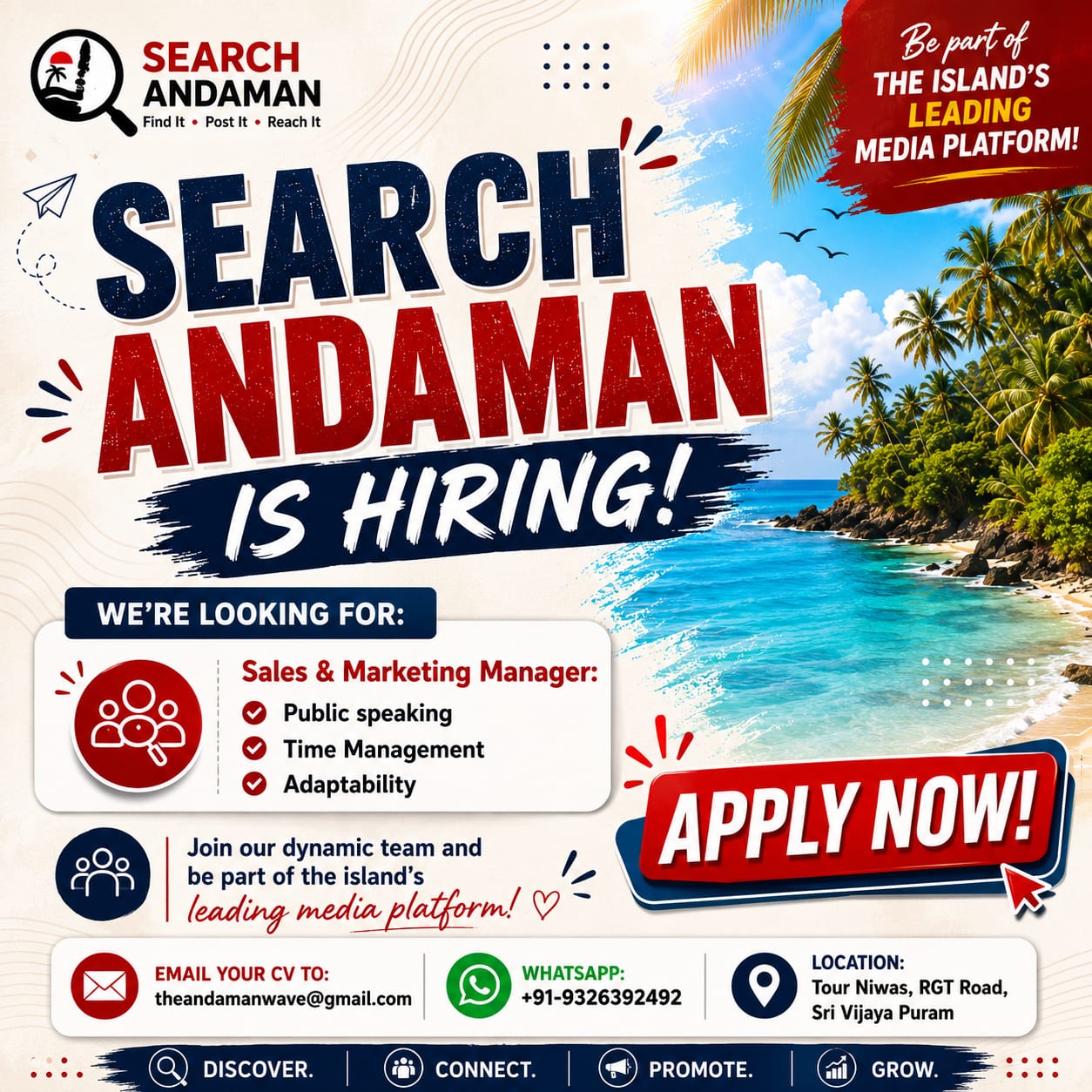 Sales & Marketing Manager Hiring – Search Andaman
